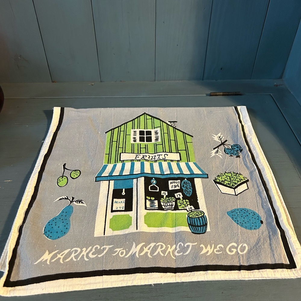 NOSTALGIC AMERICANA Store Fronts, Vintage Luther Travis Linen Kitchen Towels